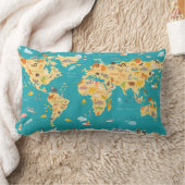 Coussin Rectangle Carte animale du monde pour des enfants (Couverture)