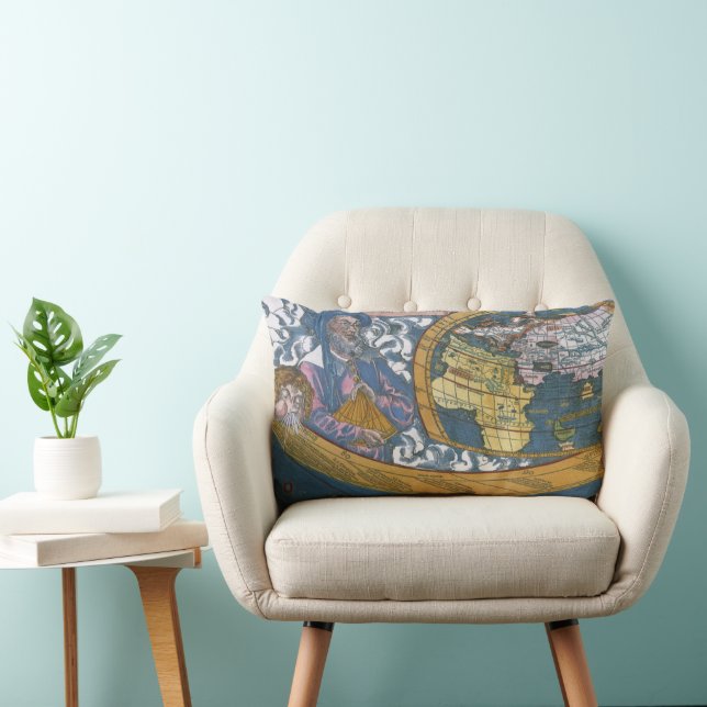 Coussin Rectangle Carte antique du monde avec Claude Ptolémée, 1507 (Chaise)