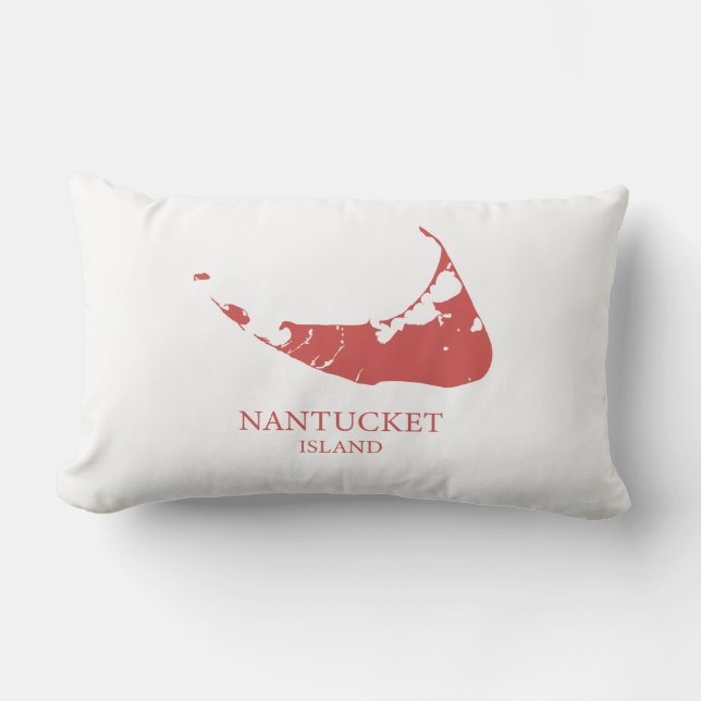 Coussin Rectangle Carte de l'île de Nantucket Nantucket rouge Coussi (Recto)