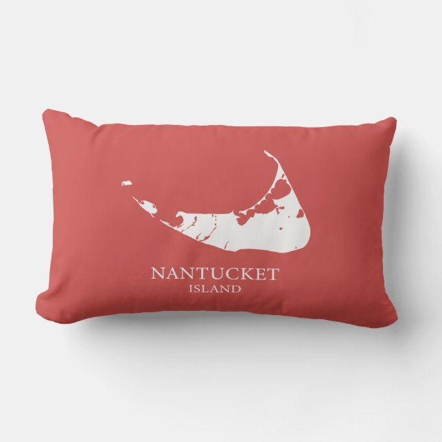 Coussin Rectangle Carte de l'île de Nantucket Nantucket rouge Coussi (Recto)