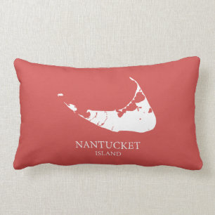 Coussin Rectangle Carte de l'île de Nantucket Nantucket rouge Coussi