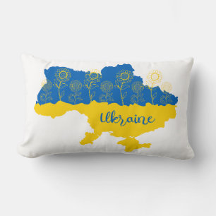 Coussin Rectangle Carte de l'Ukraine avec tournesol et drapeau ukrai