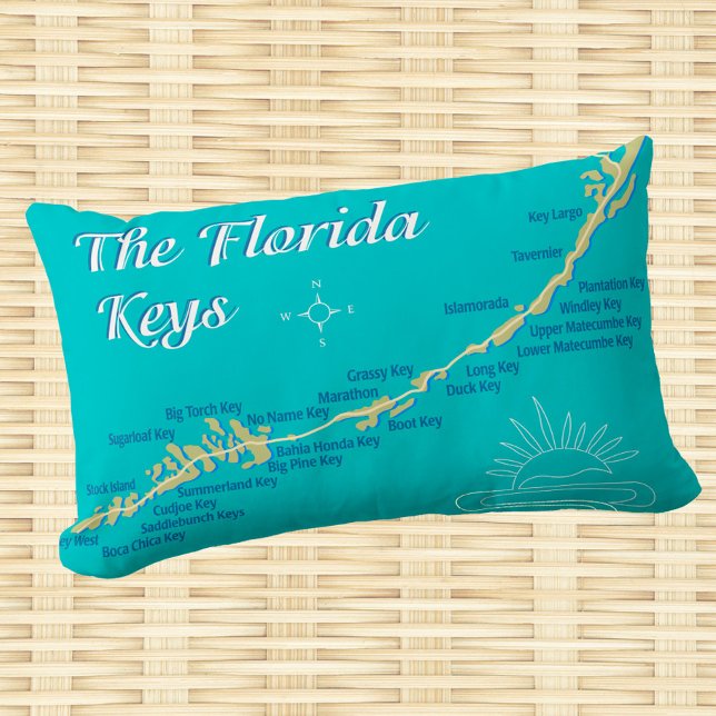 Coussin Rectangle Carte des Keys de Floride des îles (Créateur téléchargé)