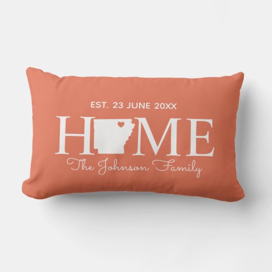 Coussin Rectangle Carte d'état de l'Arkansas famille personnalisée (Recto)