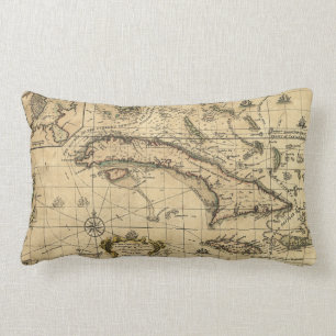 Coussin Rectangle Carte du Cuba et des mers environnantes (1762)