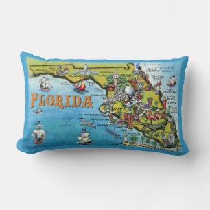 Coussin Rectangle Carte du dessin animé en Floride