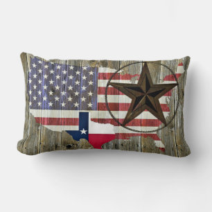 Coussin Rectangle Carte du drapeau de l'État de Texas Lone Star