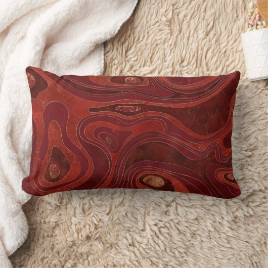 Coussin Rectangle Carte du marbre - Profonds rouges et or (Couverture)