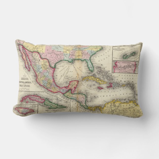 Coussin Rectangle Carte du Mexique, Amérique Centrale (Recto)