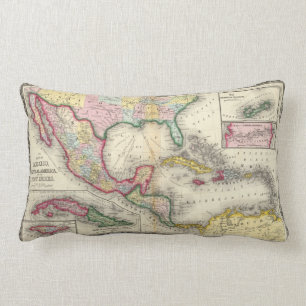 Coussin Rectangle Carte du Mexique, Amérique Centrale