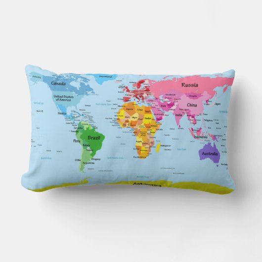 Coussin Rectangle Carte du monde (Recto)