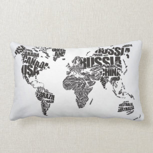 Coussin Rectangle Carte du monde dans la typographie
