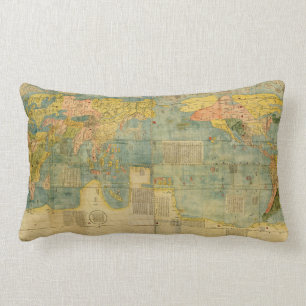 Coussin Rectangle Carte du monde de Japonais de Kunyu Wanguo Quantu