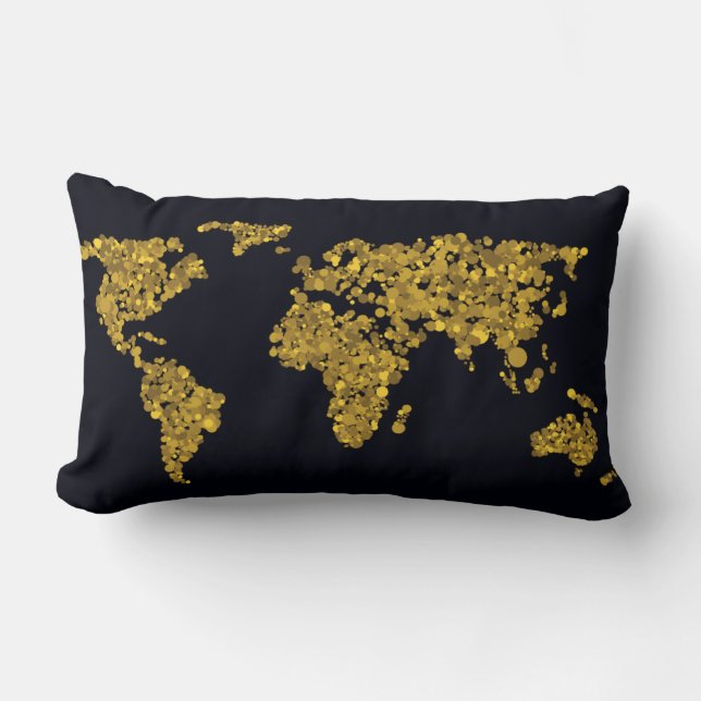 Coussin Rectangle Carte du monde des points d'or (Front)