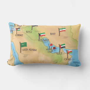 Coussin Rectangle Carte du Moyen-Orient