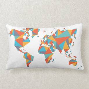 Coussin Rectangle Carte géométrique abstraite du monde