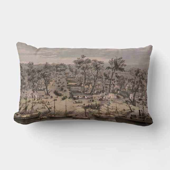 Coussin Rectangle Carte imagée vintage de Sacramento (1850) (Recto)
