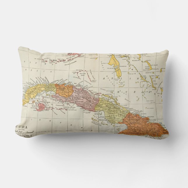 Coussin Rectangle CARTE : Le CUBA, 1900 (Recto)