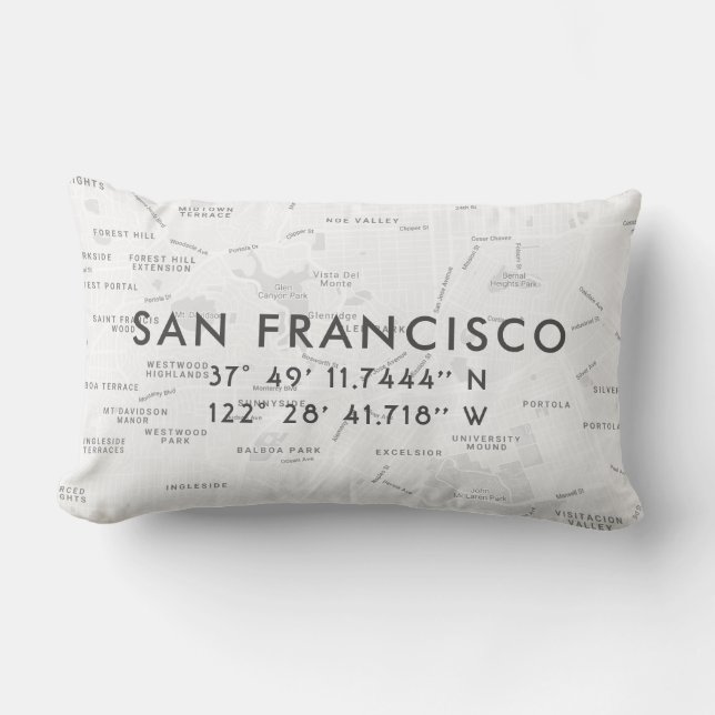 Coussin Rectangle Carte personnalisée San Francisco | gris clair (Recto)