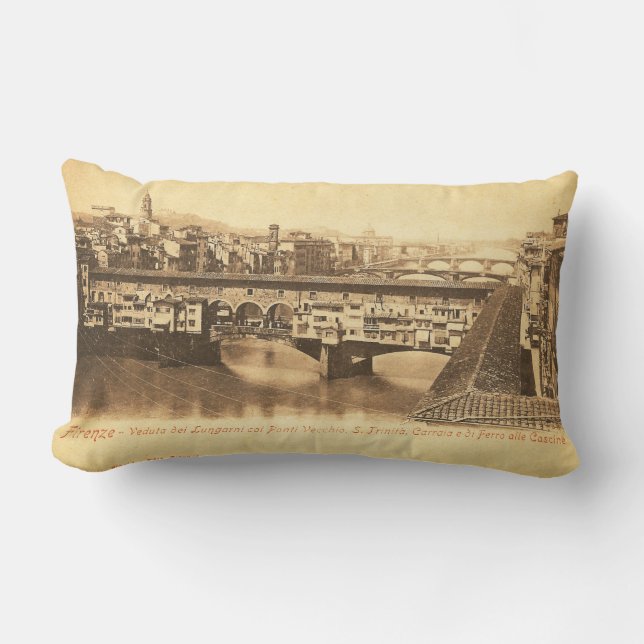 Coussin Rectangle Carte postale vintage, Florence, Italie (Recto)