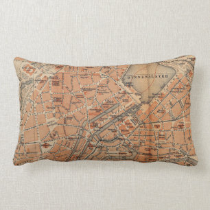 Coussin Rectangle Carte vintage de Hambourg Allemagne (1910)