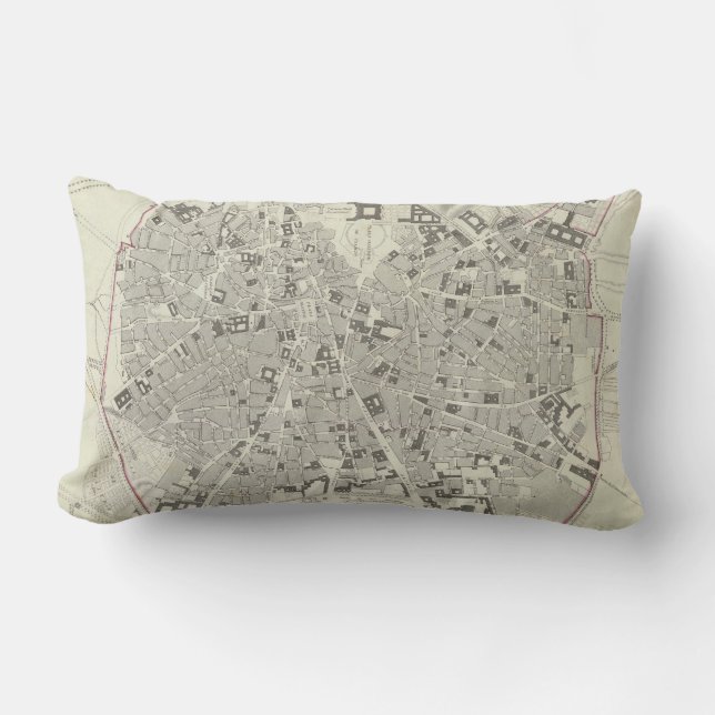 Coussin Rectangle Carte vintage de Madrid Espagne (1831) (Recto)
