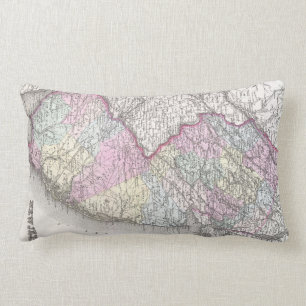 Coussin Rectangle Carte vintage du New Jersey (1855)