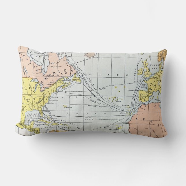 COUSSIN RECTANGLE CARTE : VOYAGES ATLANTIQUES (Recto)