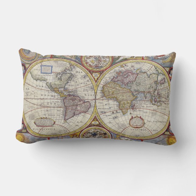 Coussin Rectangle Cartes du monde Vintage (Recto)