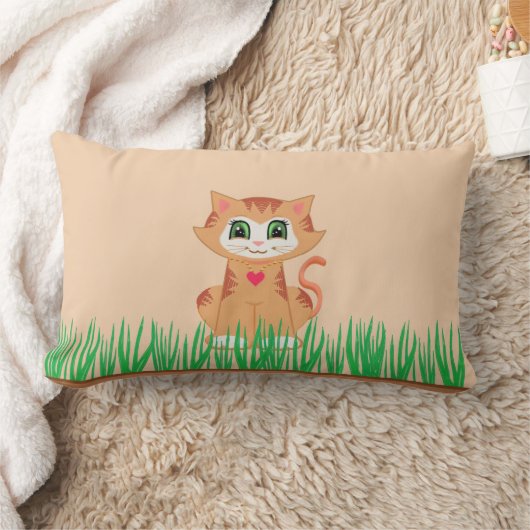 Coussin Rectangle Cartoon de chat Cute Kitty et Plante (Couverture)
