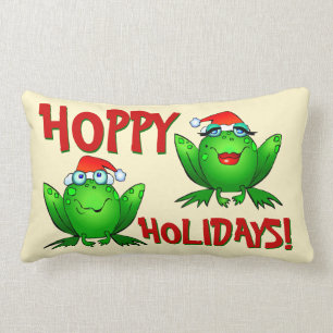 Coussin Rectangle Cartoon Grenouilles Vertes Lettres Rouges Vacances
