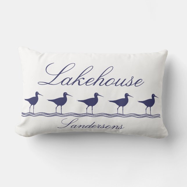 Coussin Rectangle Caserne d'Oiseaux Bleu de la Marine (Recto)