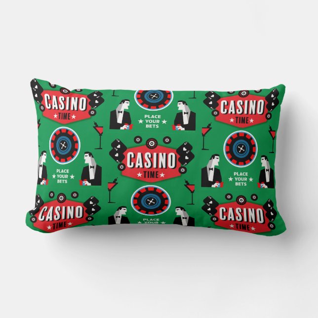Coussin Rectangle Casino Gambling Poker Roulette (Recto)