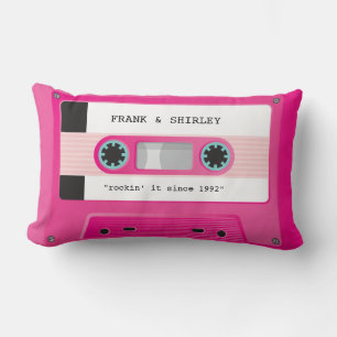 Coussin Rectangle CASSETTE TAPE musique rétro disco rocking rose cha