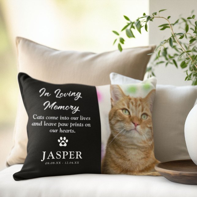 Coussin Rectangle Cat Photo & Sympathie Citation Pet Loss Memorial (Créateur téléchargé)