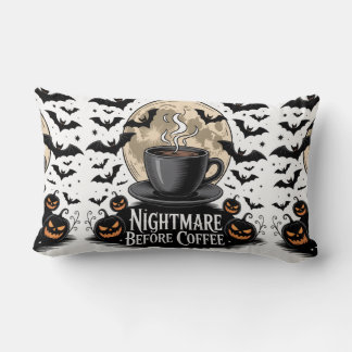 Coussin Rectangle Cauchemar d'Halloween avant le café