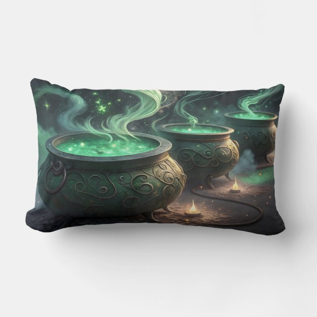 Coussin Rectangle Cauldrons bouillonnant de potion verte (Recto)