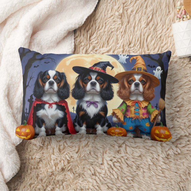 Coussin Rectangle Cavalier King Charles Spaniel Citrouille Halloween (Couverture)