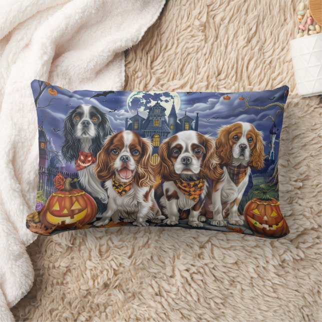Coussin Rectangle Cavalier King Charles Spaniel Halloween Épouvante (Couverture)