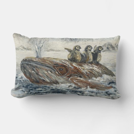 Coussin Rectangle Cavaliers des baleines Baleine fantaisiste et océa (Recto)