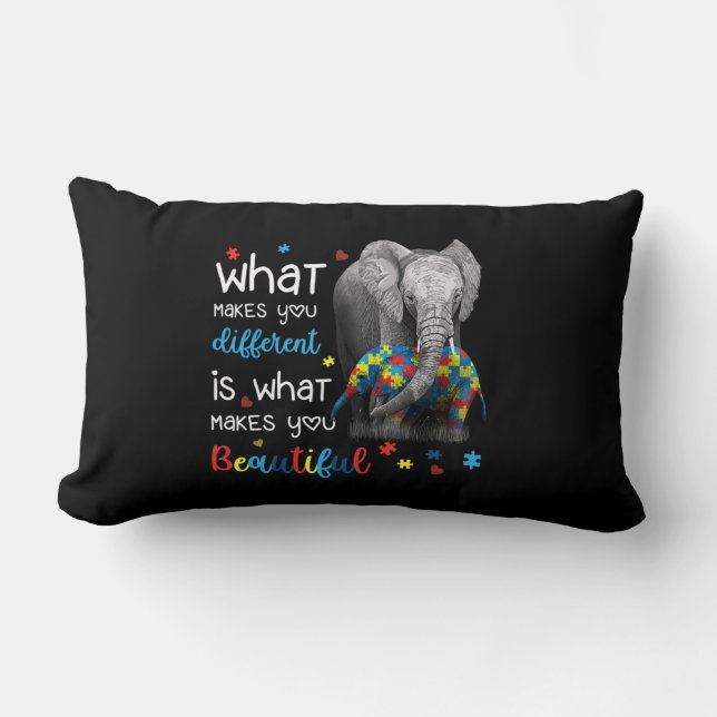 Coussin Rectangle Ce qui vous rend différents Elephant Maman Autisme (Recto)