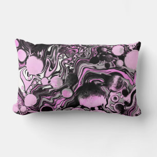 Coussin Rectangle Cellules d'art fluides en marbre rose et noir Mode