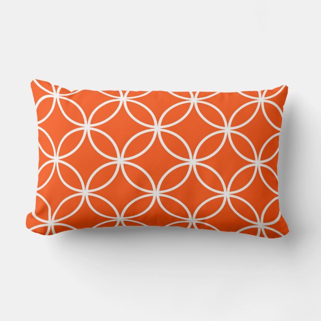 Coussin Rectangle Cercles de chevauchement design moderne en orange (Recto)