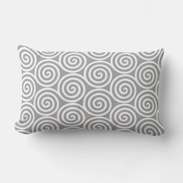 Coussin Rectangle Cercles en spirale abstraits sur gris argent rapid (Recto)