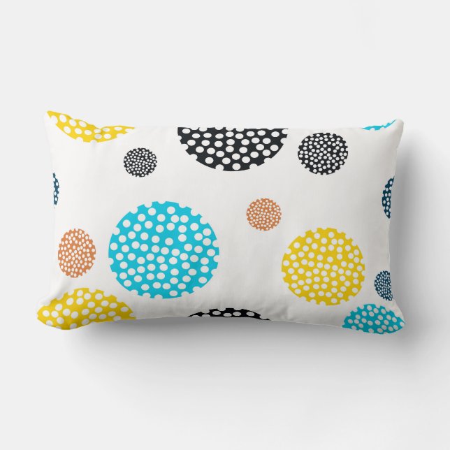 Coussin Rectangle Cercles pointillés ludiques, branchés, cool, amusa (Recto)