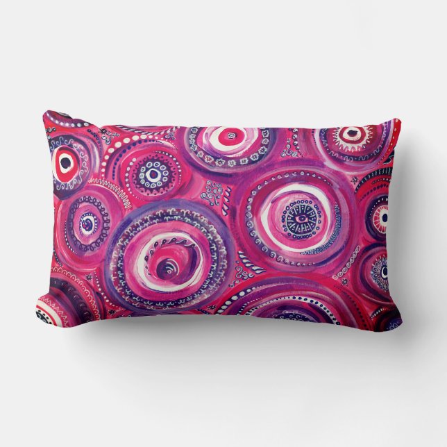 Coussin Rectangle Cercles roses et violets et tourbillons Art origin (Recto)