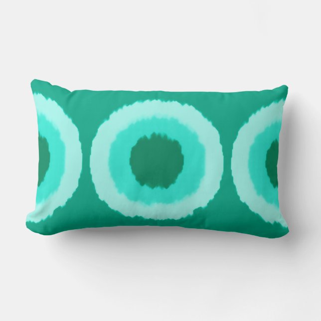 Coussin Rectangle Cercles tribaux modernes de batik - turquoise et a (Recto)