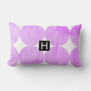 Coussin Rectangle Cercles violets modernes   Monogramme