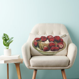 Coussin Rectangle Céréales de petit-déjeuner sain vintage aux fraise