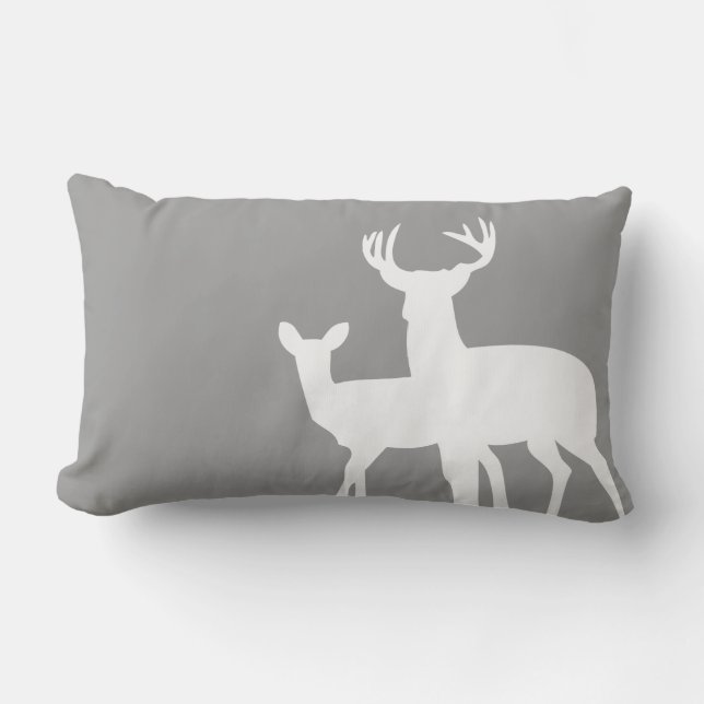 Coussin Rectangle Cerfs communs hommes-femmes de blanc gris (Recto)